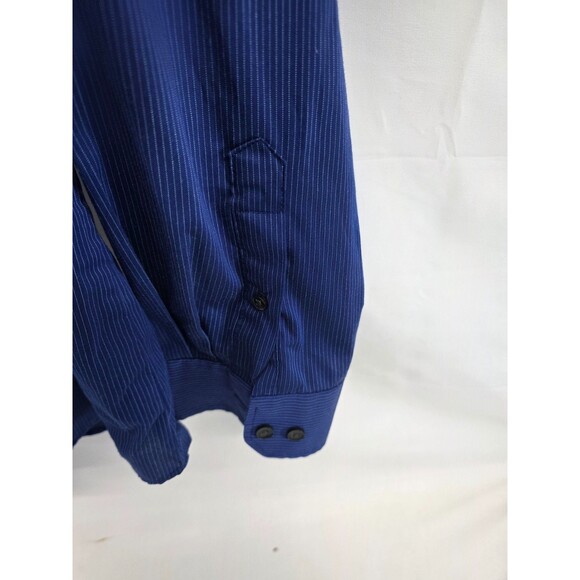 Van Heusen Dress Shirt Mens XL 17 17 1/2 Blue Pin Stripe Long Sleeve Pocket - Picture 5 of 8